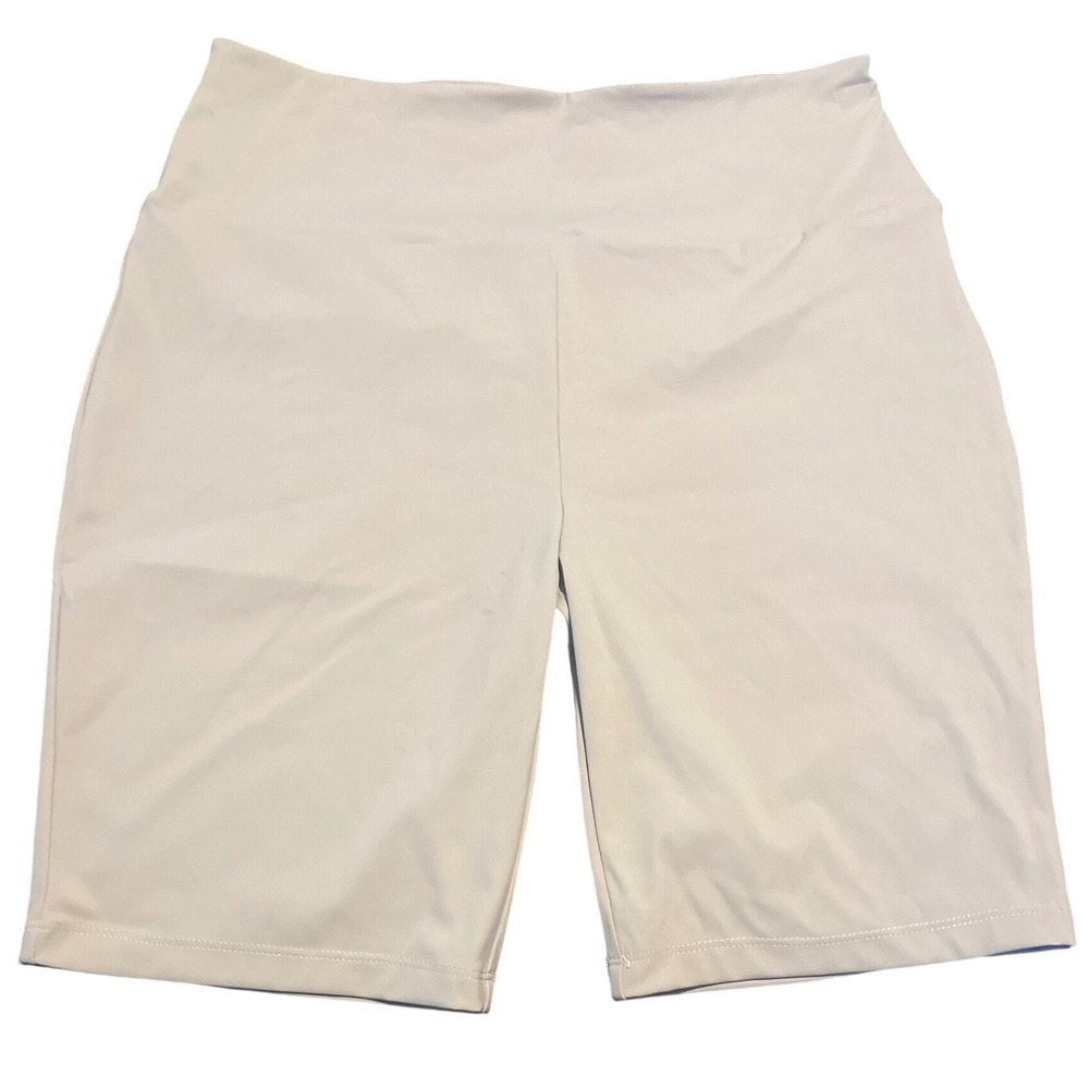 GREY LAB Khaki Bike Shorts‎ High Waist Stretch Athleisure Women's Size L NWT